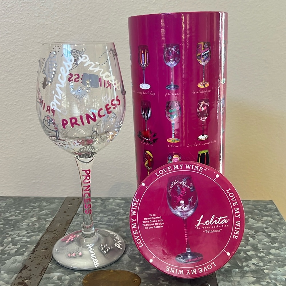 Lolita Love My Wine Princess Hand Painted Wine Glass 15oz